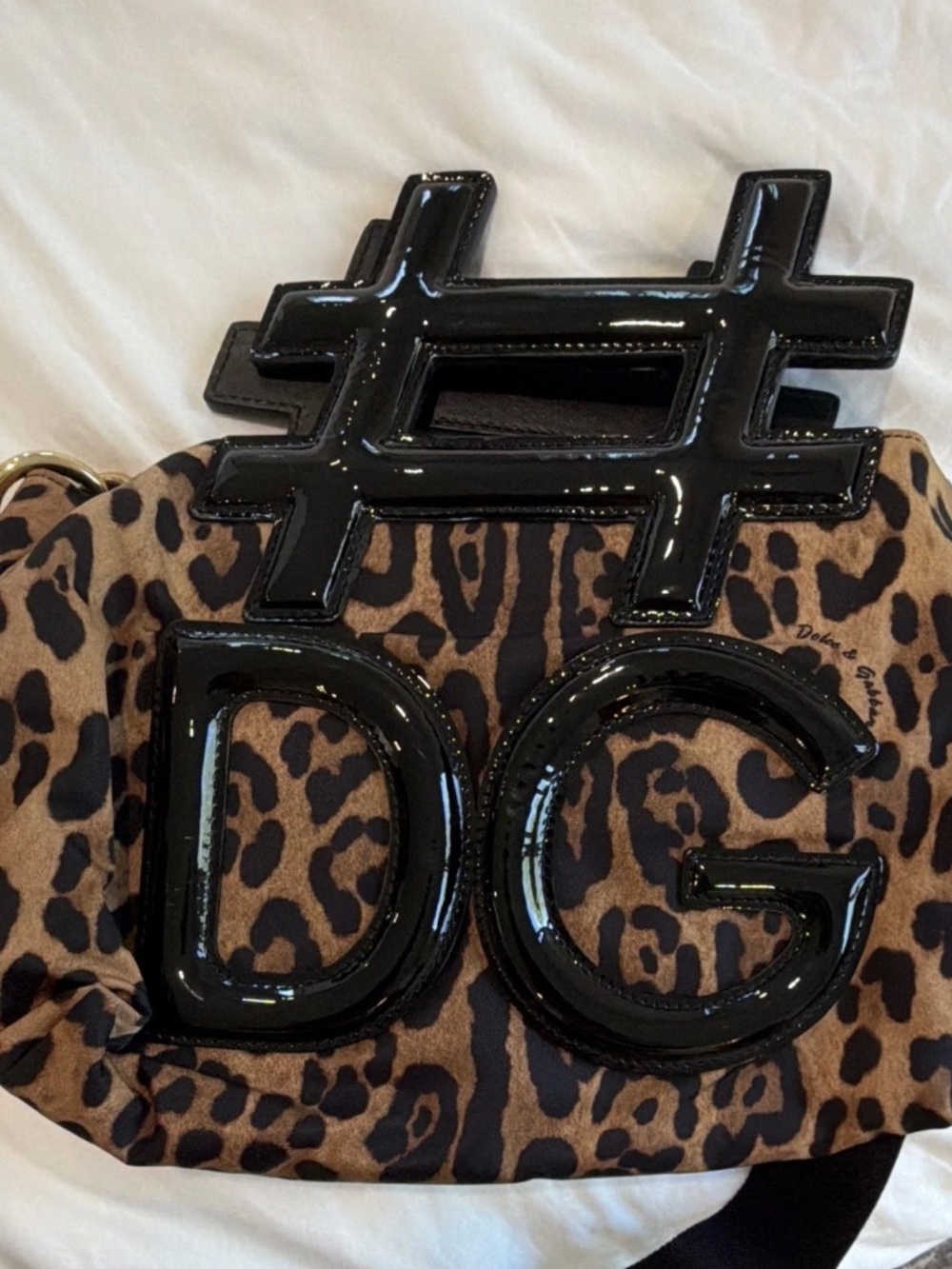 Dolce & Gabbana #DG Insta Bag Leopard Print Patent Logo Shoulder Bag + Box